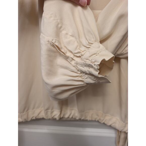 Doen Silk Crysanthe Waist Tie Top Cream Ruffle Collar Cottagecore Fairy Whimsy - Picture 5 of 7